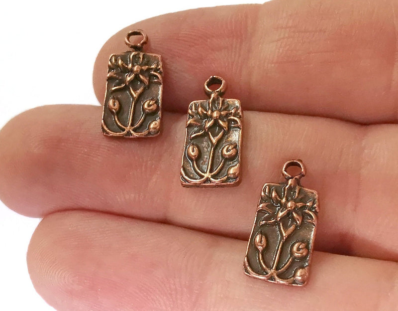 6 Lotus Charms Flower Charms Antique Copper Plated Charms (18x9mm)  G21454