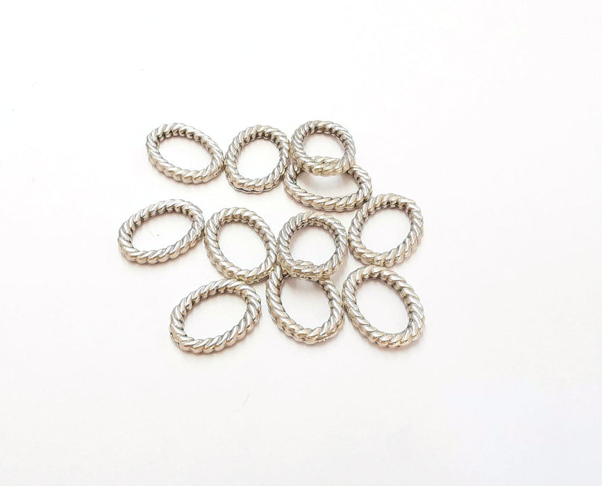 10 Twisted Oval  Findings Antique Silver Plated Findings (15x11 mm)  G21574