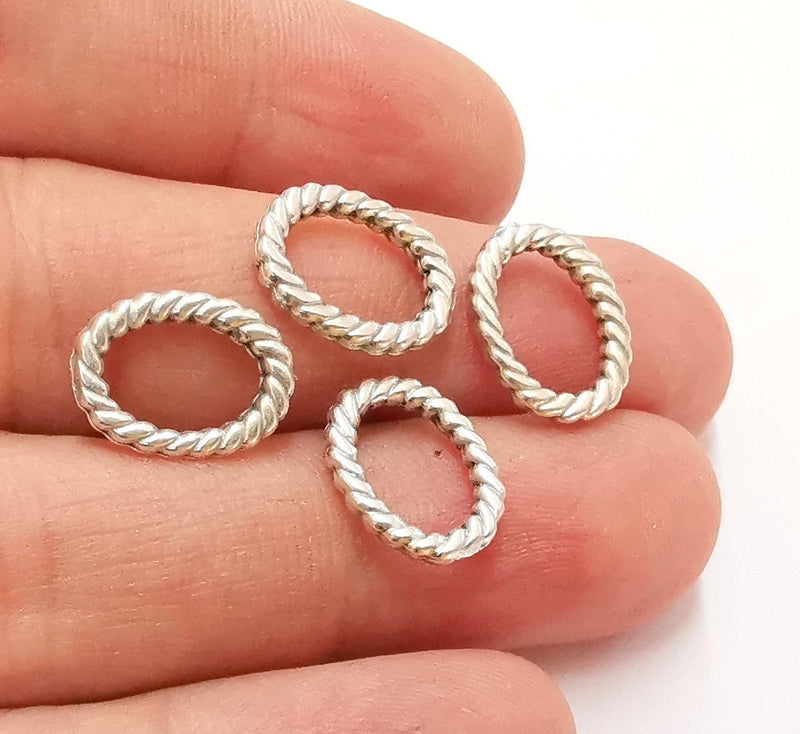 10 Twisted Oval  Findings Antique Silver Plated Findings (15x11 mm)  G21574