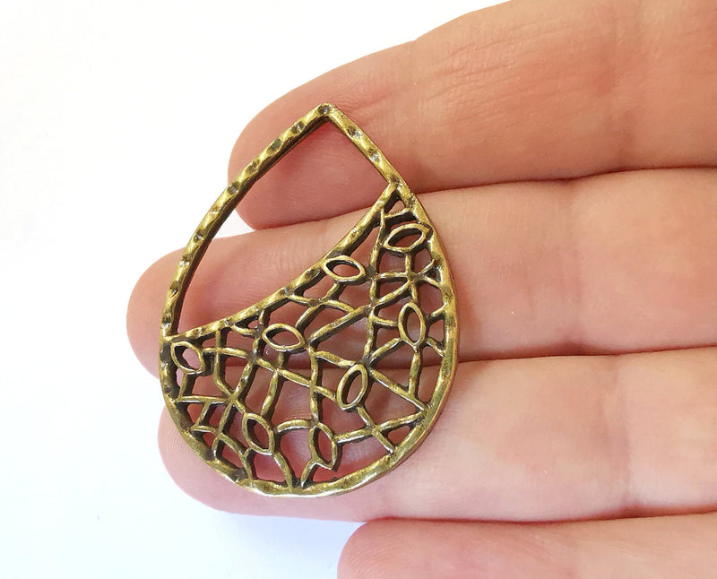 2 Drop Charms Antique Bronze Plated Charms (44x33mm)  G21465