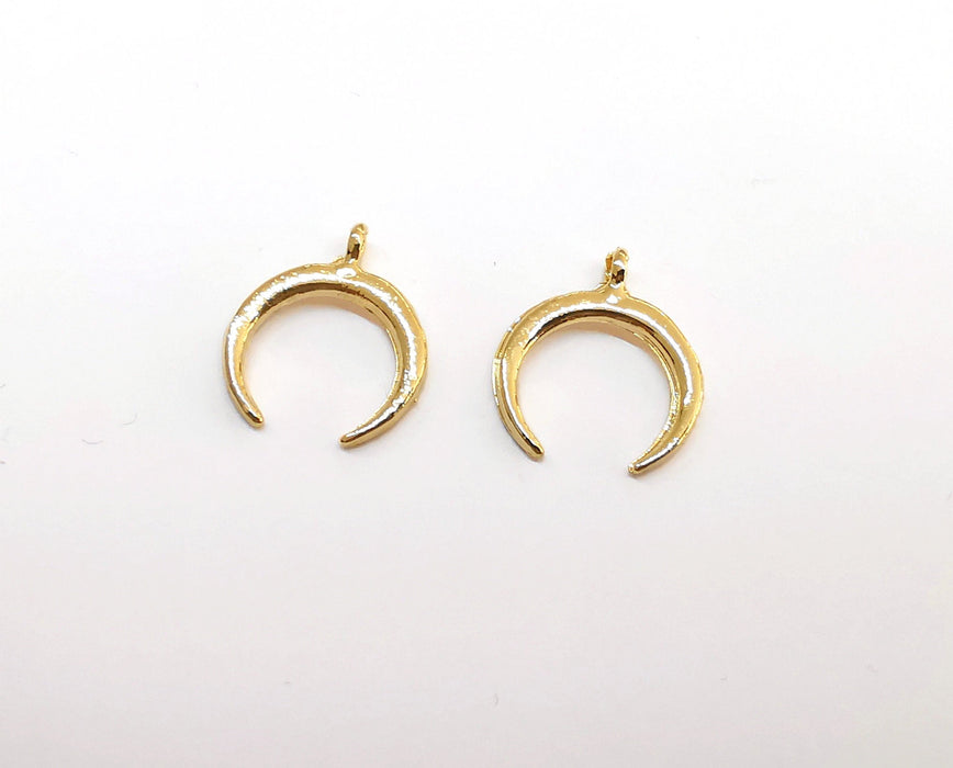 5 Crescent Charms 24K Shiny Gold Plated Nickel and Lead Free Charms (21x18mm)  G21584