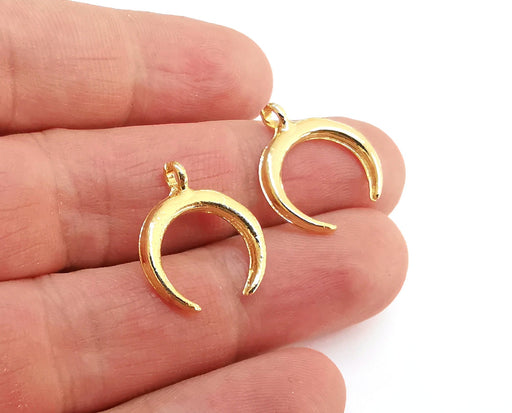 5 Crescent Charms 24K Shiny Gold Plated Nickel and Lead Free Charms (21x18mm)  G21584