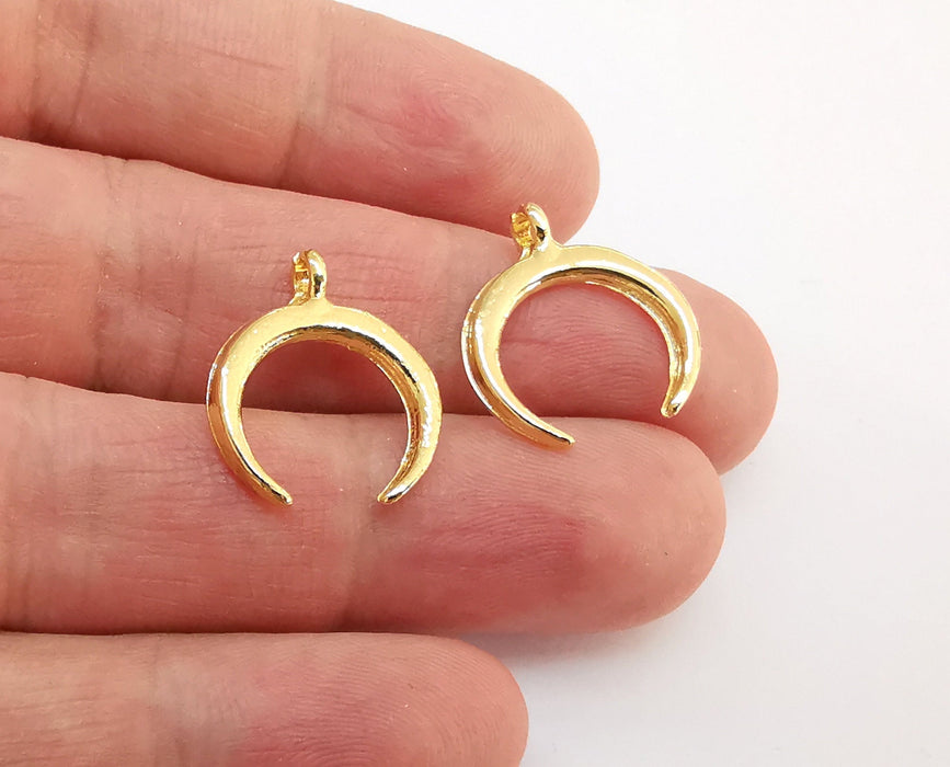 5 Crescent Charms 24K Shiny Gold Plated Nickel and Lead Free Charms (21x18mm)  G21584