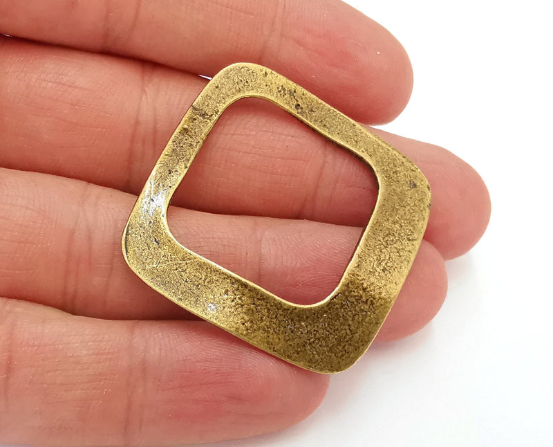 2 Wavy Square Charms Antique Bronze Plated Charms (38x38mm)  G21588