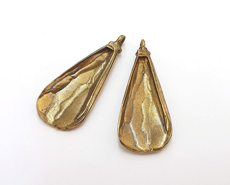 2 Antique Bronze Charms Antique Bronze Plated Charms (40x16mm)  G21589