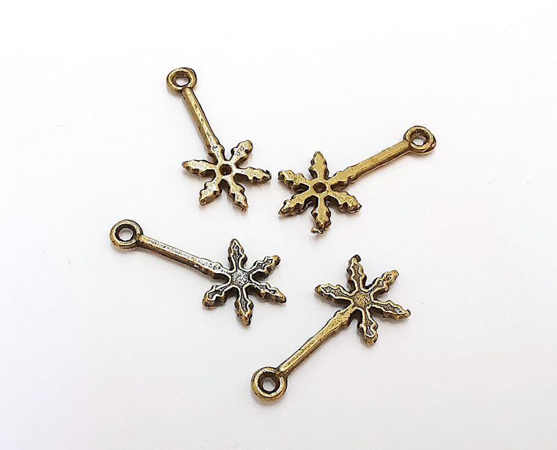 10 Snow Flake Charms Antique Bronze Plated Charms (24x10mm) G21590