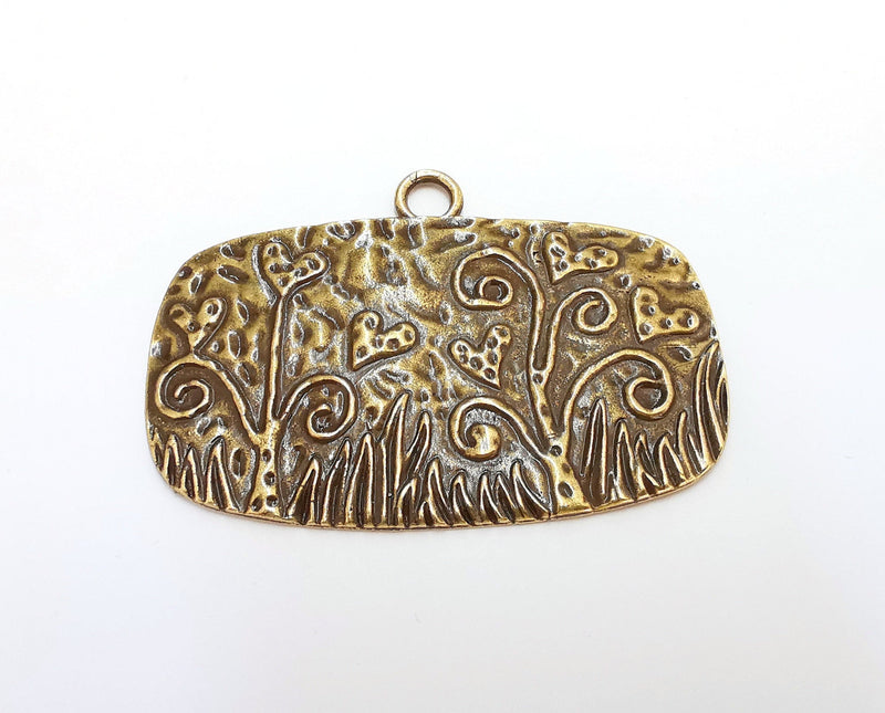 Flowers Pendant Antique Bronze Plated Pendant (65x46mm)  G21591