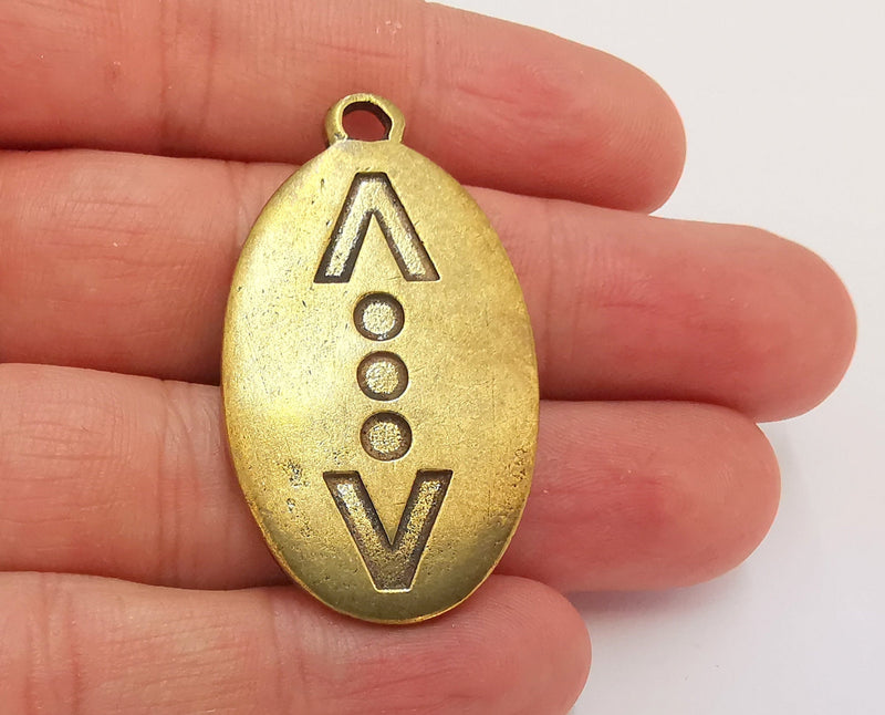 Antique Bronze Charms Double Sided (Same Shape) Antique Bronze Plated Charms (47x26mm)  G21594