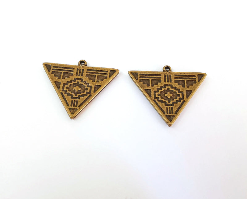 2 Triangle Charms Antique Bronze Plated Charms (33x28mm)  G21598