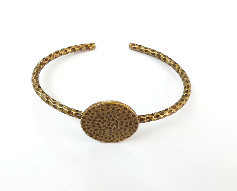 Bracelet Blank Cuff Bezel Bangle Blank Glass Cabochon Base Bezel Hammered Bracelet Adjustable Antique Bronze Bracelet (22mm ) G21605