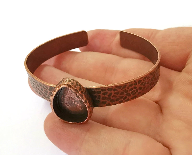 Bracelet Blank Resin Bangle Dry Flower inlay Blank Cuff Bezel Glass Cabochon Base Textured Adjustable Antique Copper (18x13mm ) G21480