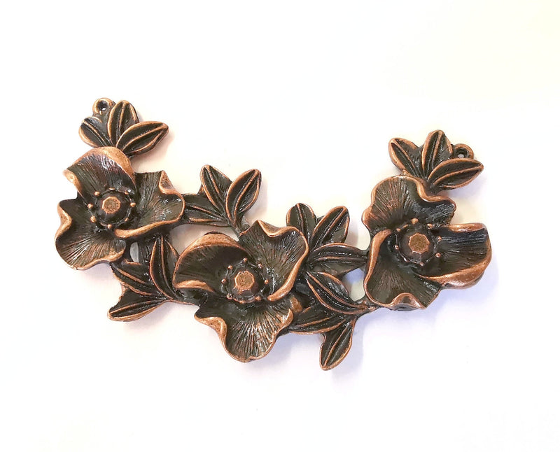 Flowers - Leaf Pendant Pendant Antique Copper Plated Pendant (77x44mm) G21484