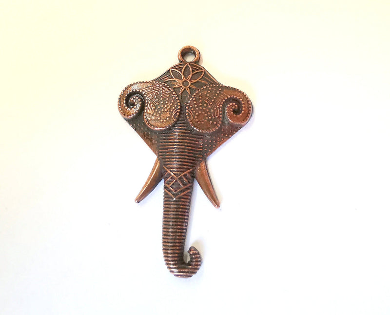 2 Elephant Charms Antique Copper Plated Charms (44x26mm)  G21485