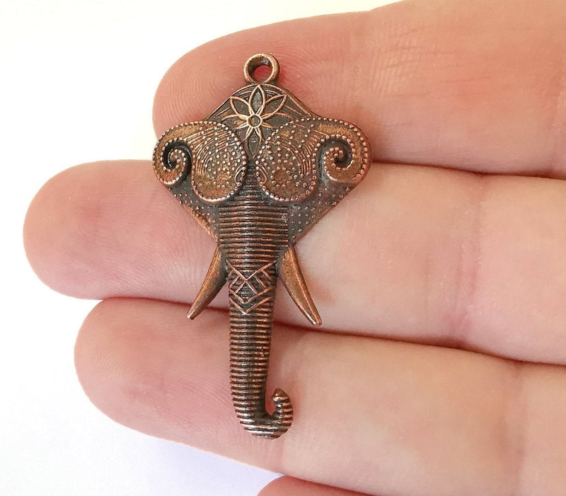 2 Elephant Charms Antique Copper Plated Charms (44x26mm)  G21485