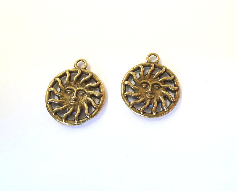 5 Sun Double Sided Charms Antique Bronze Plated Charms (20x17mm)  G21486
