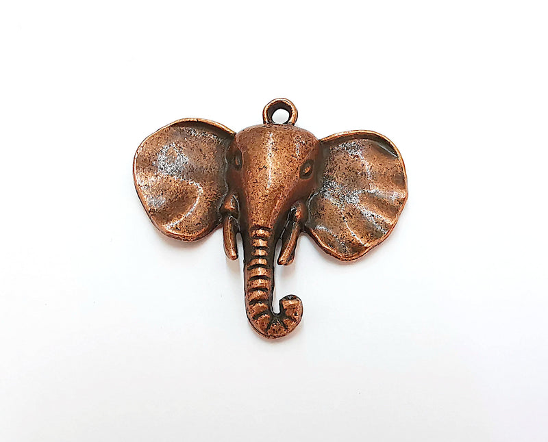 2 Elephant Charms Antique Copper Plated Charms (44x41mm)  G21625