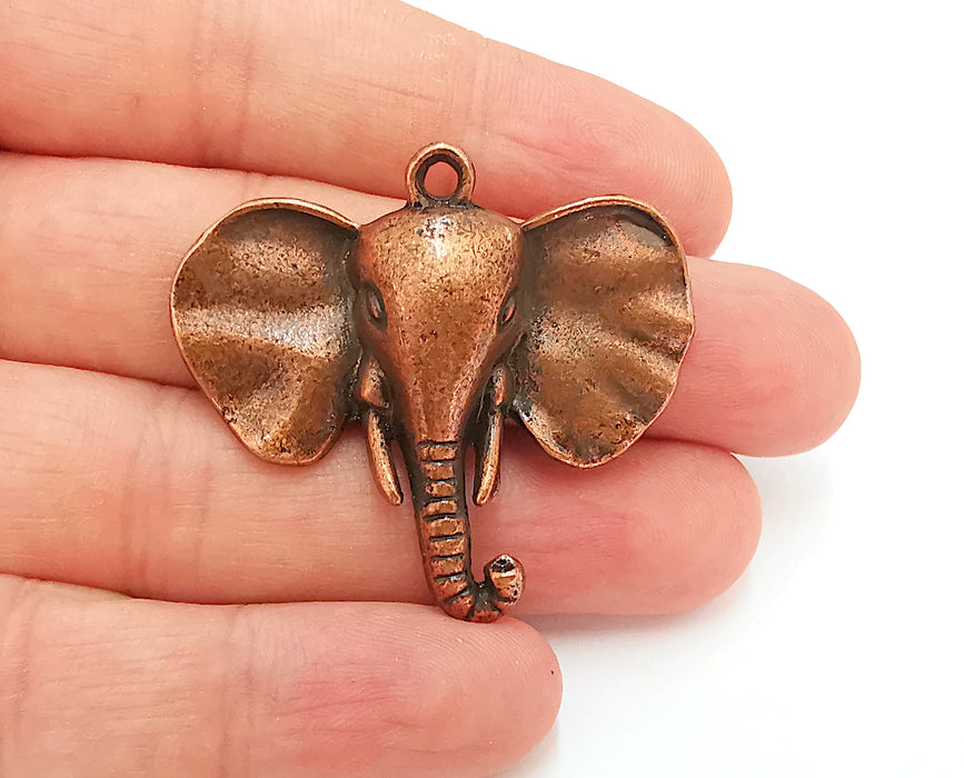 2 Elephant Charms Antique Copper Plated Charms (44x41mm)  G21625
