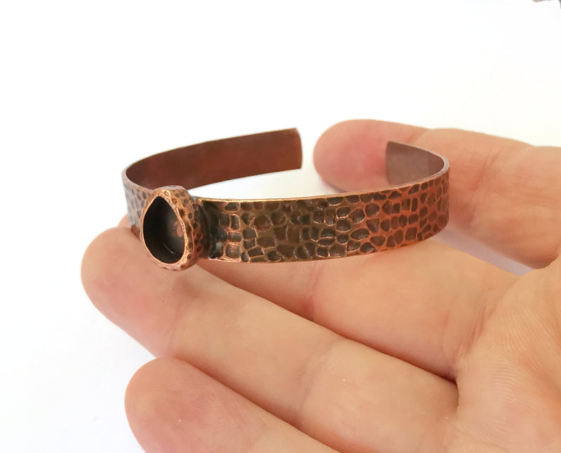 Bracelet Blank Resin Bangle Dry Flower inlay Blank Cuff Bezel Glass Cabochon Base Hammered Adjustable Antique Copper (10x8mm ) G21495