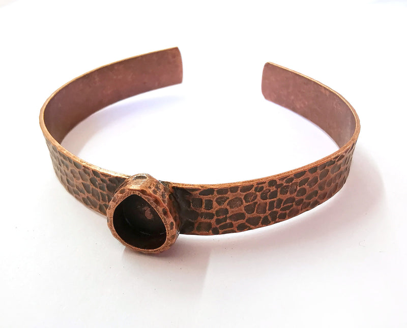 Bracelet Blank Resin Bangle Dry Flower inlay Blank Cuff Bezel Glass Cabochon Base Hammered Adjustable Antique Copper (10x8mm ) G21495