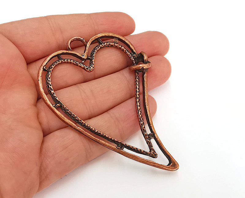 Heart Pendant Antique Copper Plated Pendant (88x61mm)  G21635