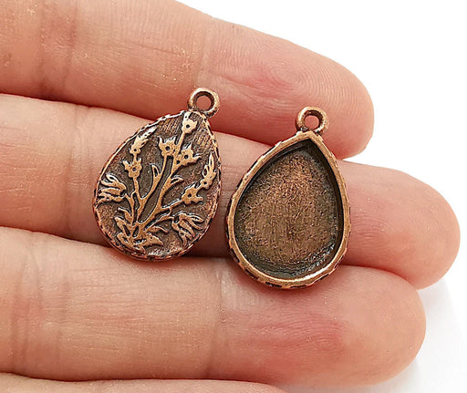 6 Copper Pendant Blank Mosaic Base Blank inlay Blank Necklace Blank Resin Blank Mountings Antique Copper Plated  (18x13mm blank)  G21645