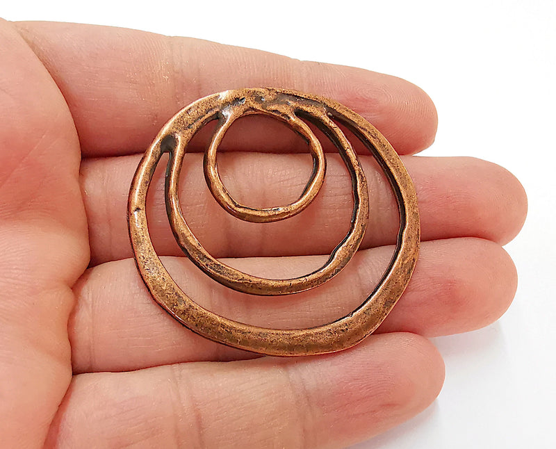 2 Circle Charms Antique Copper Plated Charms (50x48mm)  G21661