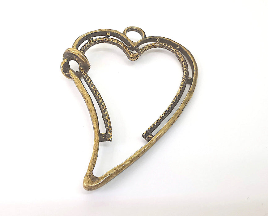 Heart Pendant Antique Bronze Plated Pendant (88x61mm)  G21669