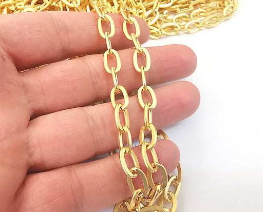Oval Gold Plated Cable Large Chain 1 Meter - 3.3 Feet  (12x7.5 mm)  G21671