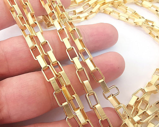 Rectangle Gold Plated Box Shape Large Chain 1 Meter - 3.3 Feet  (8.7x5 mm)  G21672