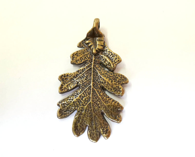 2 Leaf Charms Antique Bronze Plated Charms Double sided (47x26mm) G21501