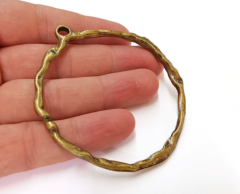 Hammered Pendant Antique Bronze Plated Pendant (80x70mm)  G21674