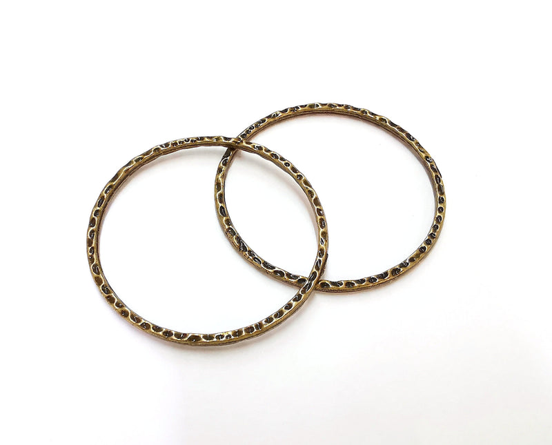 2 Hammered Circle Antique Bronze Plated Findings (44mm) G21677