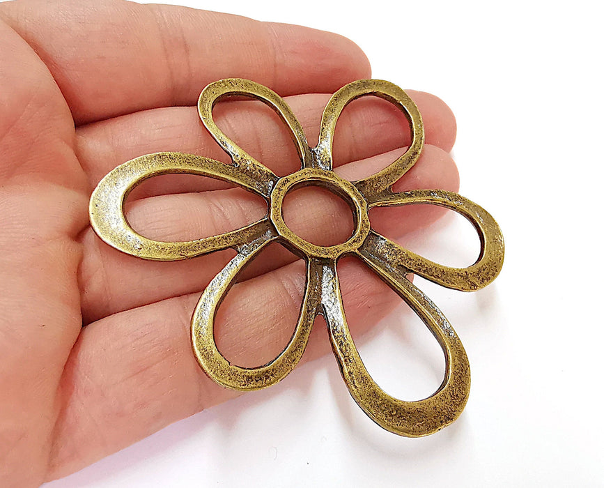 Flower Charms Antique Bronze Plated Charms (75mm)  G21679