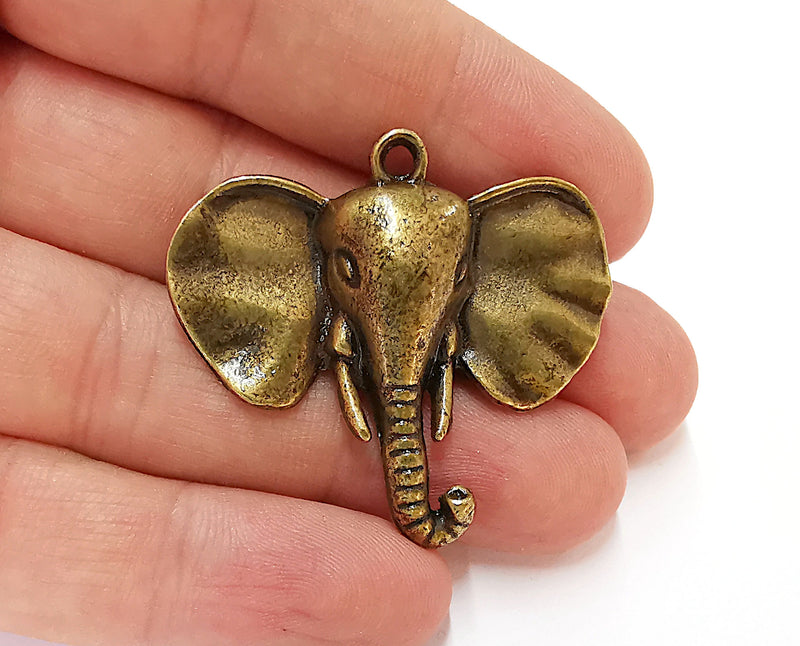 2 Elephant Charms Antique Bronze Plated Charms (44x41mm)  G21683