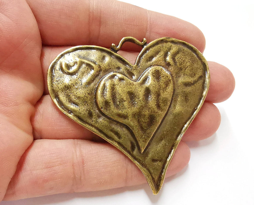 Heart Pendant Antique Bronze Plated Pendant (63x61mm)  G21686