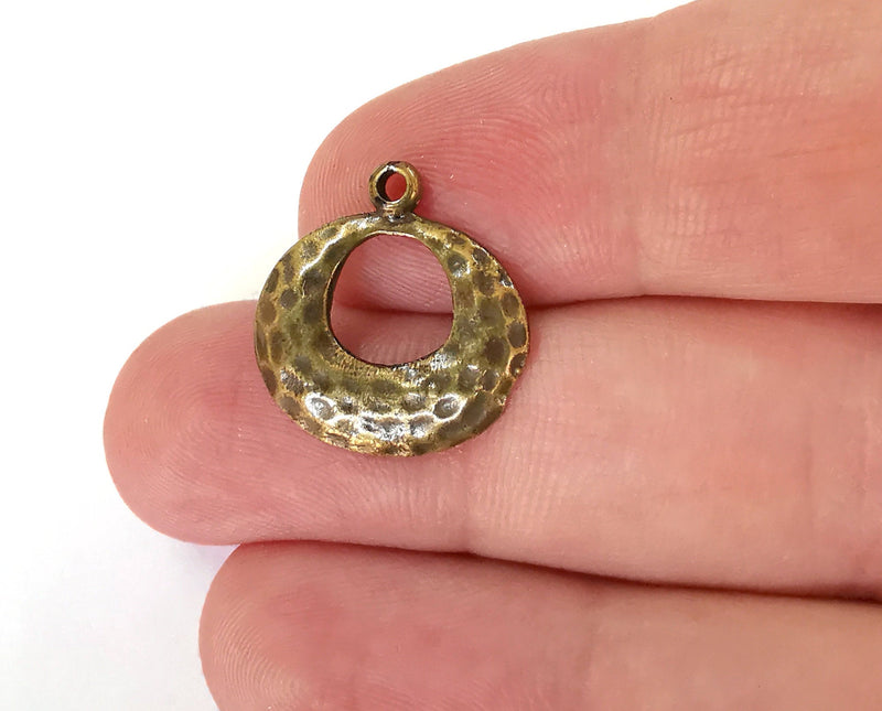 8 Hammered Charms Antique Bronze Plated Charms (19mm)  G21508