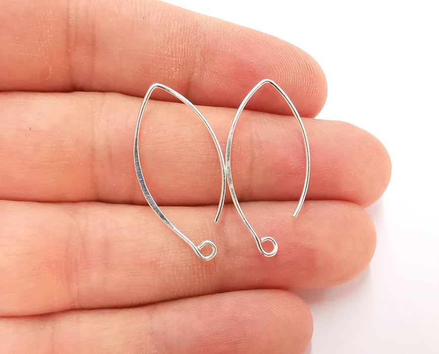 4 Sterling Silver Earring Hook 4 Pcs (2 pairs) 925 Silver Earring Wire Findings (30x14mm) ARG21712