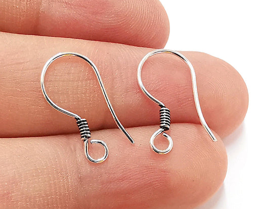 4 Oxidized Sterling Silver Earring Hook 4 Pcs (2 pairs) 925 Silver Earring Wire Findings (20mm) OG21720
