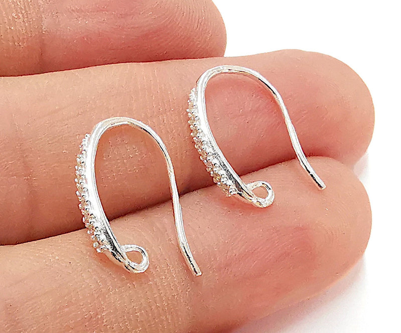 2 Sterling Silver Earring Hook 2 Pcs (1 pair) 925 Silver Earring Loop Findings Zircon Earring Hooks (18mm) G30105