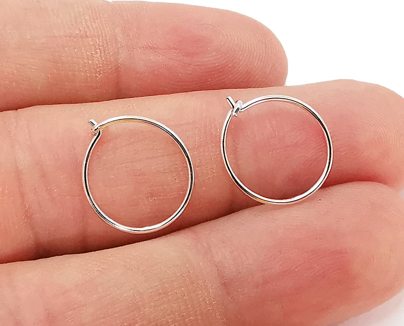 4 Sterling Silver Earring Hoop Wire 4 Pcs (2 pairs) 925 Silver Earring Hoop Findings Earring Clasp (16x14mm) G30056