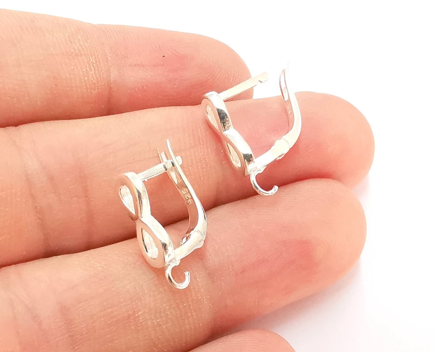 2 Sterling Silver Infinity Earring Hook 2 Pcs (1 pair) 925 Silver Earring Findings (17x5mm) OG21727