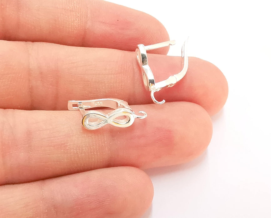 2 Sterling Silver Infinity Earring Hook 2 Pcs (1 pair) 925 Silver Earring Findings (17x5mm) OG21727