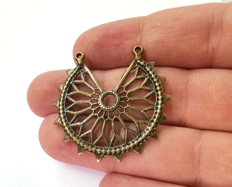 2 Antique Bronze Charms Antique Bronze Plated Charms (37x36mm)  G21517