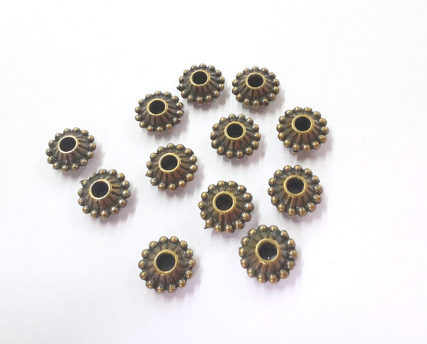 10 Antique Bronze Rondelle Beads Antique Bronze Plated Beads (10mm)  G21522