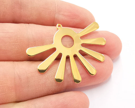 Sun Charms 24k Shiny Gold Plated Brass Charms , Nickel free and Lead free (43x32mm)  G21736