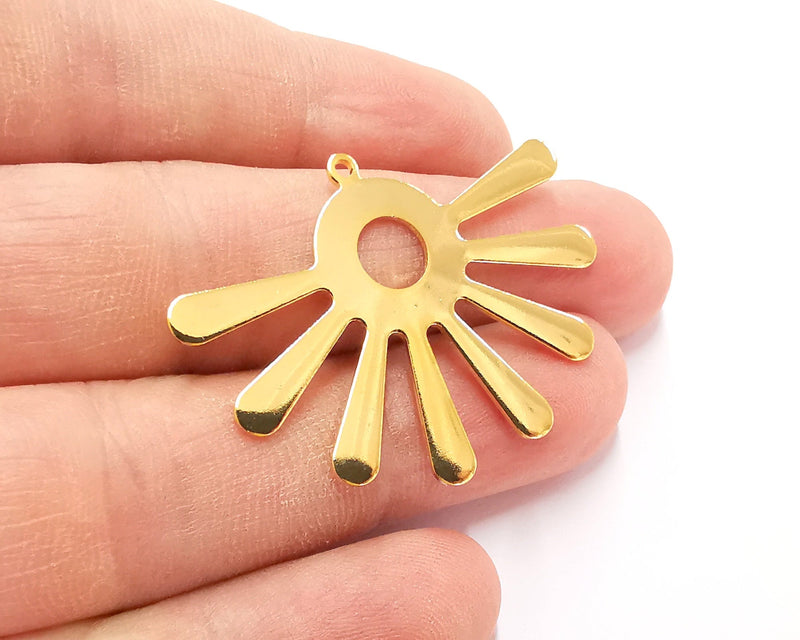 Sun Charms 24k Shiny Gold Plated Brass Charms , Nickel free and Lead free (43x32mm)  G21736