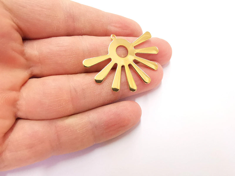 Sun Charms 24k Shiny Gold Plated Brass Charms , Nickel free and Lead free (43x32mm)  G21736