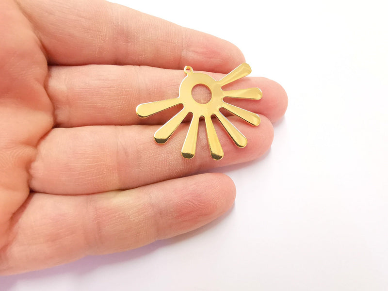 Sun Charms 24k Shiny Gold Plated Brass Charms , Nickel free and Lead free (43x32mm)  G21736