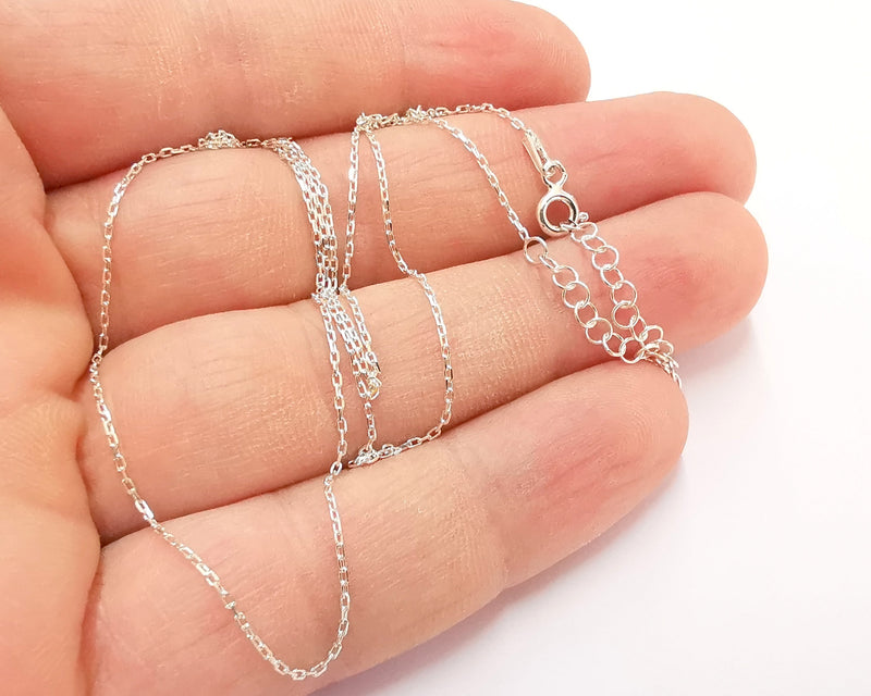 Sterling Silver Soldered Ready Chain 925 Silver Chain Findings (40cm+5cm, 15 inch+2 inch)  G30028