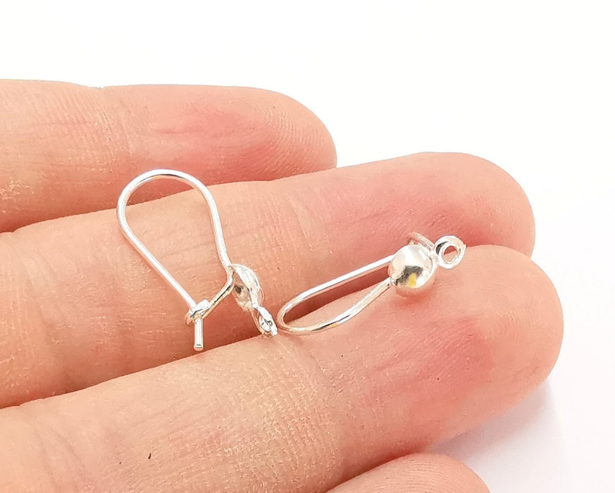 4 Sterling Silver Earring Hook 4 Pcs (2 pairs) 925 Silver Earring Wire Findings (20mm) G30071